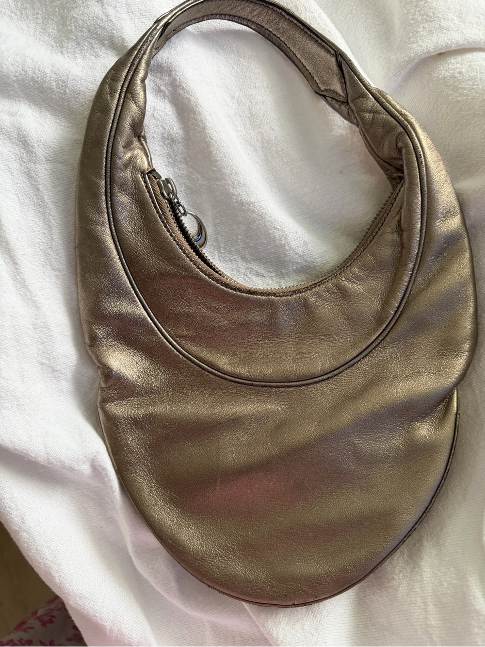 Bulgari Metallic Bronze Crescent-Style Shoulder Bag